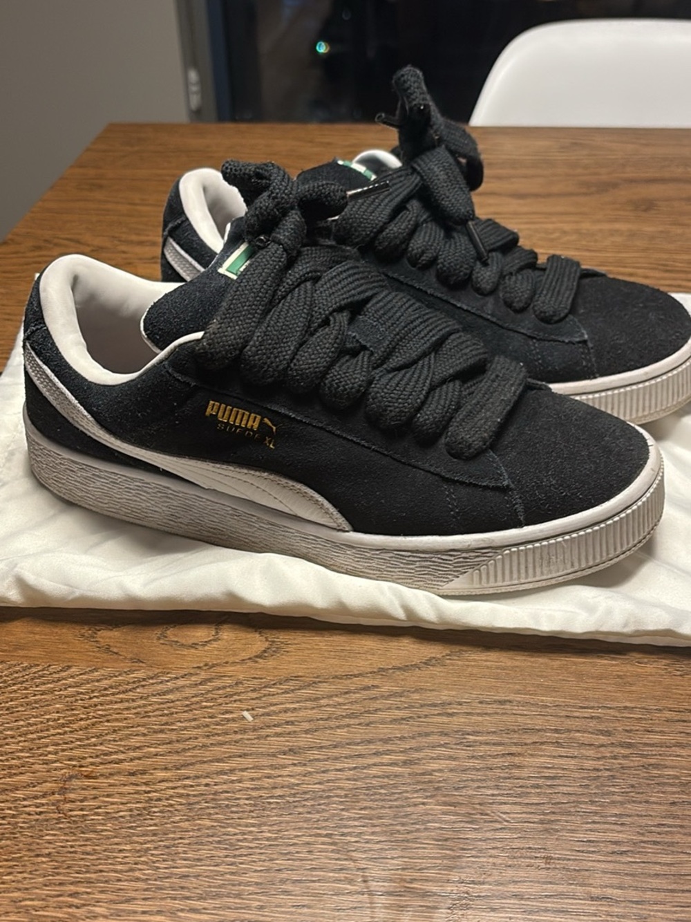 Puma Men's Black Suede Low-Top Sneakers with White Accents